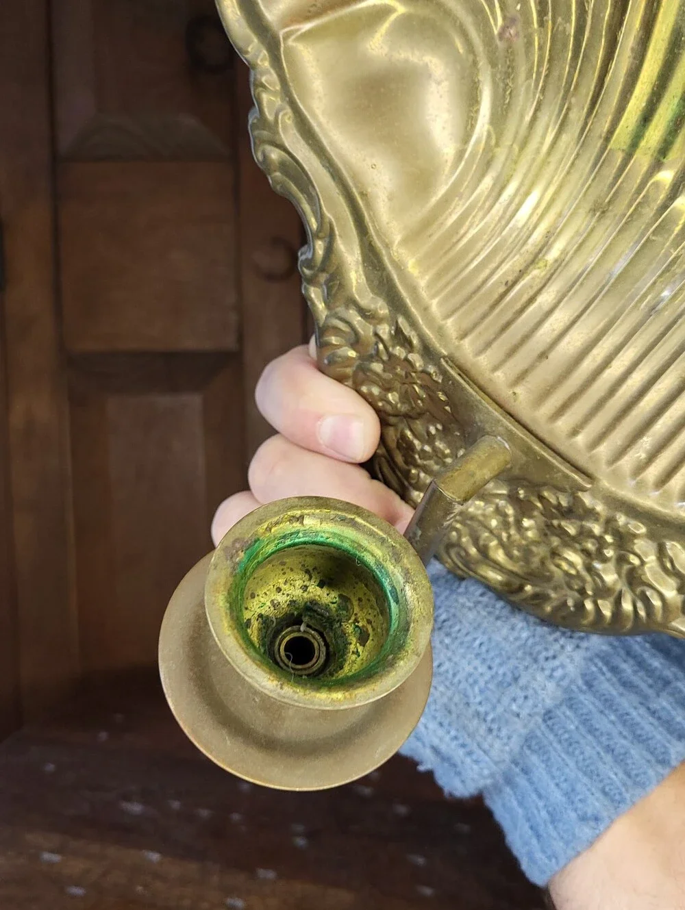Brass Shell Wall Sconce with Candle Holder